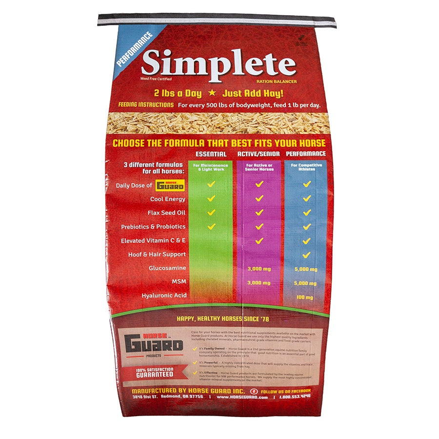 Simplete High Performance 44lb Back Complete Supplement by Horse Guard